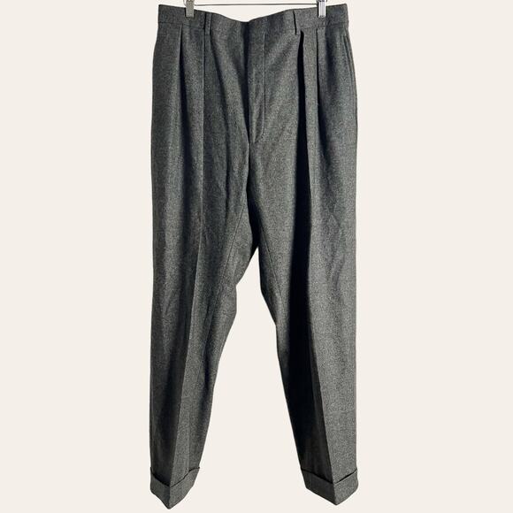 Polo Ralph Lauren Blue Label Wool Cashmere Gray Pleated Dress Pants Size 40 - Picture 1 of 7